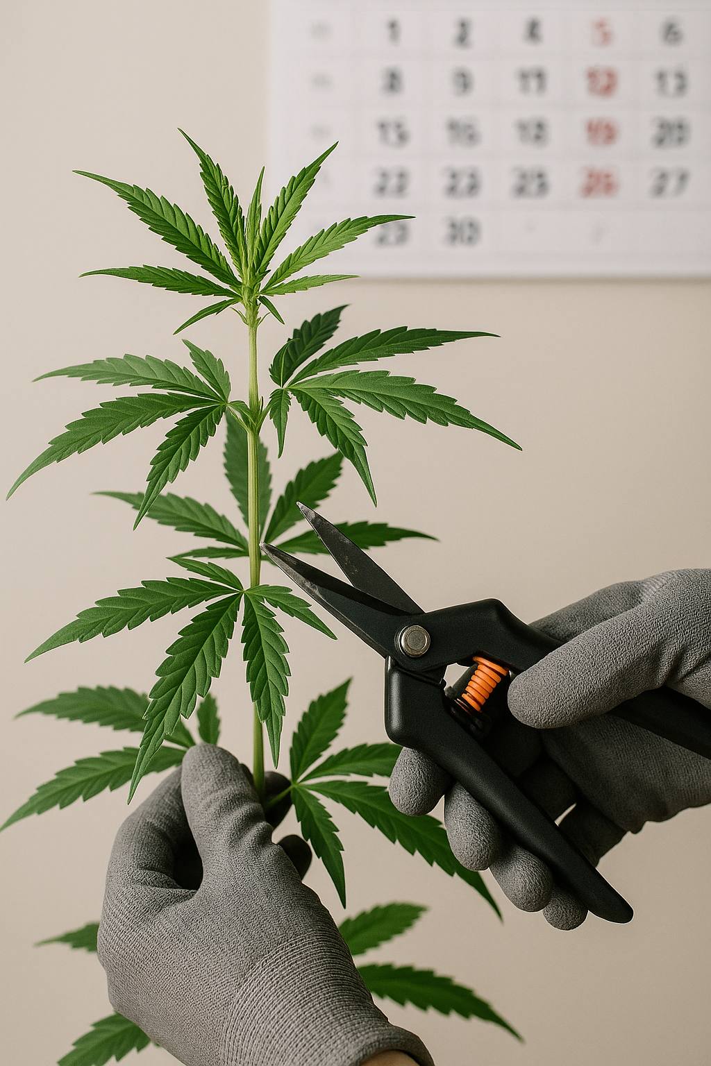 Cannabispflanze vor dem Beschneiden